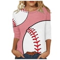 thumbnail image 1 of 3/4 Sleeve Tops for Women Baseball Print Trendy Dressy Crew Neck Blouses Plus Size Casual 2024 Summer T-Shirts, 1 of 5