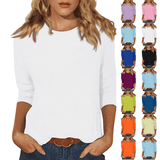3/4 Sleeve Tops for Women Basic Crew Neck Fall Spring Blouses Casual ...