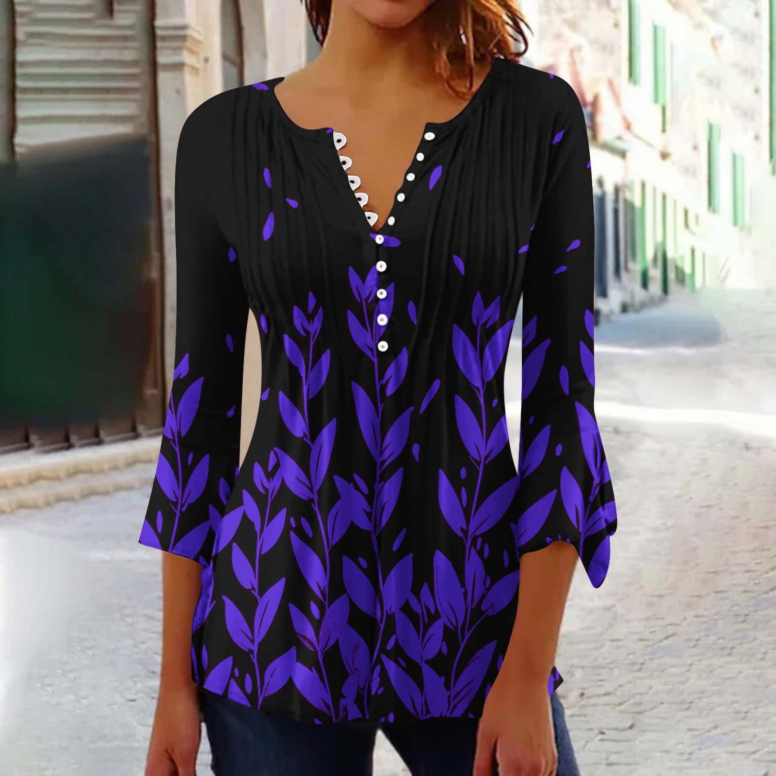 Tencole Women's 3/4 Ruffle Sleeve Blouse - V-Neck Loose Fit Tunic Top For Casual, Office & Dressy Wear - View #13