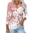 thumbnail image 1 of 3/4 Sleeve Tops for Women Casual V Neck Collared Floral Blouses Summer Trendy Tunic Loose Fit Boho Tee Tops, 1 of 4