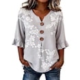 thumbnail image 1 of 3/4 Sleeve Tops for Women Casual Work Blouse, 1 of 4