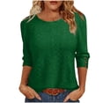 thumbnail image 1 of 3/4 Sleeve Tops for Women Crew Neck Casual Summer Solid Color Blouse Tunic Pullover Tops, 1 of 6