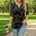 thumbnail image 1 of 3/4 Sleeve Tops for Women Henley Neck Button Down 3/4 Sleeve T Shirts Summer Casual Half Sleeve Tunic Tops, 1 of 4