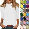 thumbnail image 1 of Mock Neck Tops for Women 3/4 Sleeve Dressy Casual T Shirts Loose Fit Spring 2026 Lightweight Solid Work Blouses White S, 1 of 7