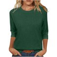 thumbnail image 1 of 3/4 Sleeve Tops for Women Plus Size Casual Crew Neck Solid Color Ladies Round Neck Fashion Loose Blouse, 1 of 6