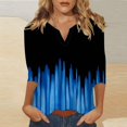thumbnail image 1 of 3/4 Sleeve Tops for Women Summer Notched V Neck Plain T Shirts Casual Cute Three Quarter Length Blouses Blue S, 1 of 5
