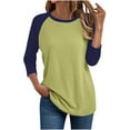 thumbnail image 1 of 3/4 Sleeve Tops for Women Workout Shirts Baseball Style Raglan Tshirts Casual Color Block Tees Comfy Steetwear, 1 of 4