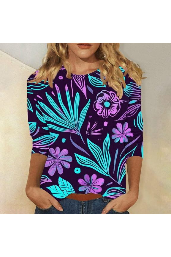 3/4 Sleeve Tshirt for Women Summer Tees for Teen Girls Summer Tops for Teens Cheap Womens T Shirts Graphic Vintage