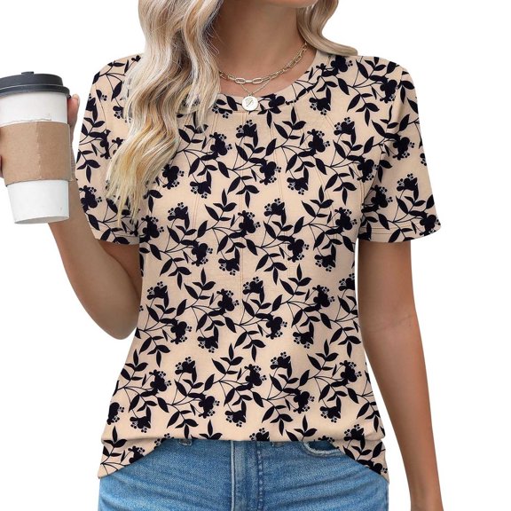 3/4 Sleeve Tunic Tops for Women Loose Fit Dressy Casual Blouse Flowy Shirts to Wear with Leggings S-3XL, Limited Time, Under 10 Dollars WX0001