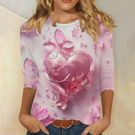 3/4 Sleeve Tunic Tops for Women Loose Fit Womens Tops Casual 3/4 Sleeves Cotton T Shirts Women Loose Fit Cropped Tshirts Shirts for Women Graphic