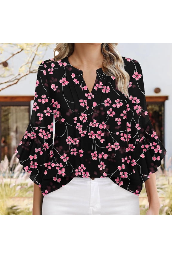 3/4 Sleeve Tunic Tops for Women Plus Summer Shirts for Women Xs Womens Summer Tops Casual Tshirts Shirts for Women Plus Size cheap