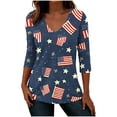 thumbnail image 1 of 3/4 Sleeve V Neck USA Patriotic Shirt for Women 4th of July America Stars Stripes Flag Tops 2026 Independence Day Tee, 1 of 7