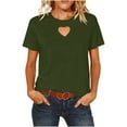 thumbnail image 1 of 3/4 Sleeve Valentine's Heart Shape Cut out Shirts for Women Outfits Vacation Day Tops Tee, 1 of 9