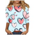 thumbnail image 1 of 3/4 Sleeve Valentines Tops for Womens Cute Heart Graphic T Shirts Fashion Holiday Casual Baisc Tees, 1 of 5