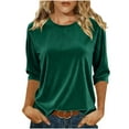 thumbnail image 1 of 3/4 Sleeve Velvet Tops for Women Dressy Casual Crewneck Velour Shirt Vintage Comfy Tshirts Blouses, 1 of 5