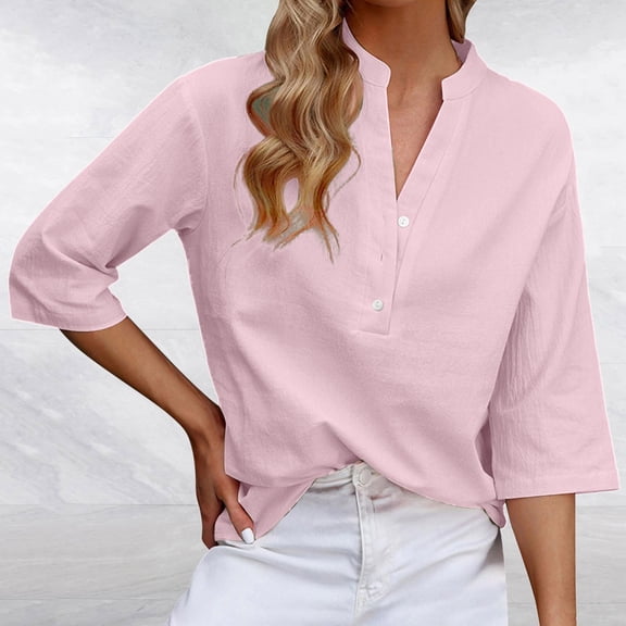 3/4 Sleeve Women's Top Casual Loose Round Neck T Shirt Cute Solid Color Long Version Top Loose Tees for Women Short Sleeve Shirt Solid Womens Shirts Tan Raglan Shirt Women Petite Turtleneck Womens
