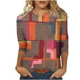 thumbnail image 1 of 3/4 Sleeve Womens Tops Plus Size Crew Neck Color Block Patchwork Tunic Basic Tee Spring Lightweight Casual Blouses(Multicolor,XXL), 1 of 4