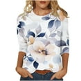 thumbnail image 1 of 3/4 Sleeve Womens Tops Summer 2025 T-Shirts Floral Crewneck Casual Basic Tee Fit Tunic Tops Blouses, 1 of 5