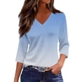 thumbnail image 1 of 3/4 Sleeve Womens Tops V Neck T-Shirts Spring 2026 Dressy Casual Blouses Sky Blue L, 1 of 4