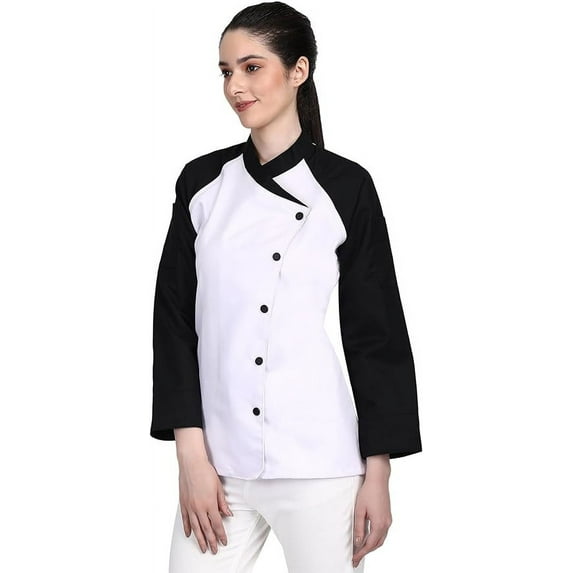 3/4 Sleeves New White Color Chef Coat Jacket Uniform for women ideal for food service, Caterers and Culinary professional L Size