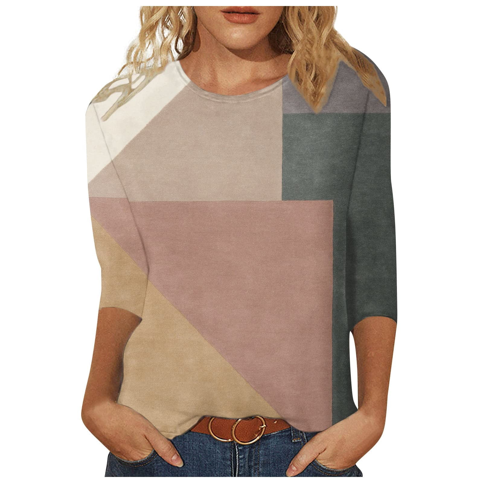 3/4 Sleeves Tops for Women, Blouses for Women Casual Womens Tops Tunic Cotton T Shirts Summer Blouse Ladies Tops and Blouses Deals Of The Day Clearance Prime Returns And Refunds My Orders #3