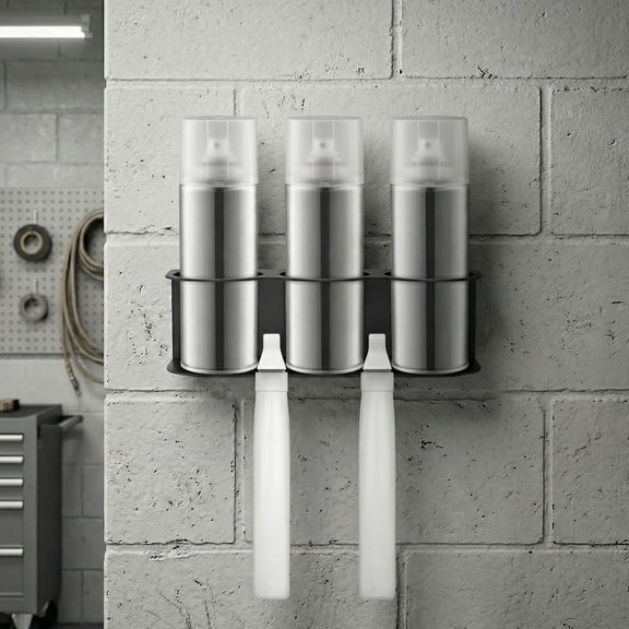 3/4 Spray Bottle Holder Rustproof Carbon Steel Wall Mount Storage Organizer for Multipurpose at Garage Home and Workplace