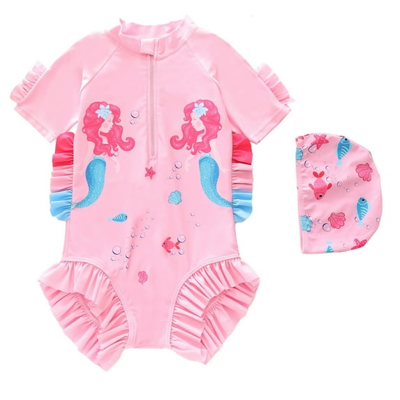 3-4 T Bathing Suit For Girls Girls Long Sleeve Piece Swimsuit UPF Sun Rash Guard For Toddlers And Kids Beach Pool Swimwear