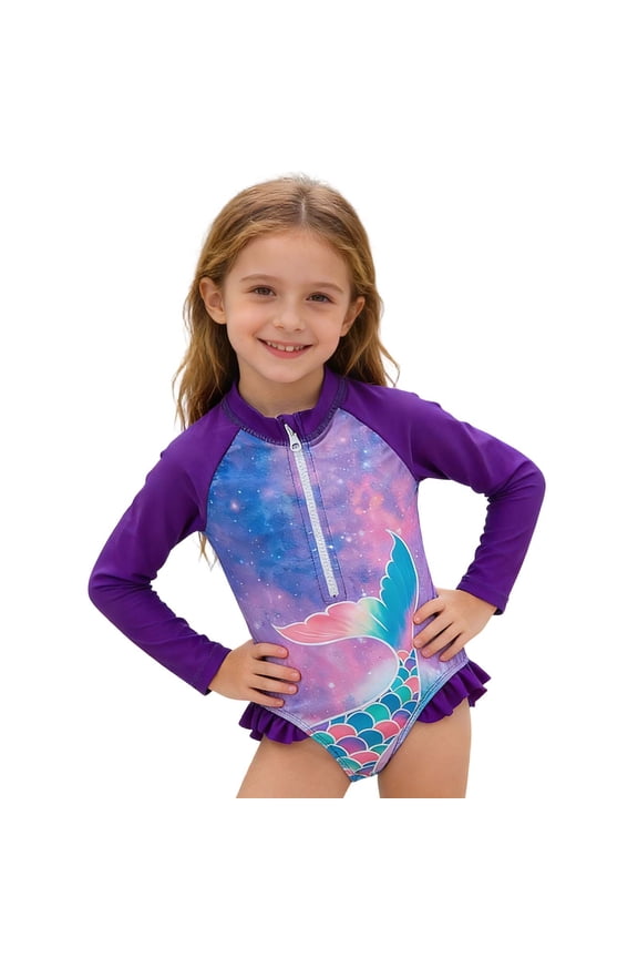 3-4 T Swimsuits For Teens Long Sleeve Sun Swimwear For Girls Surfing And Beach Play Comfortable Rash Guard Two Piece Set