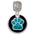 thumbnail image 1 of 3/4'' Teal Paw in Black Circle - Grandmother Charm Bead, 1 of 1