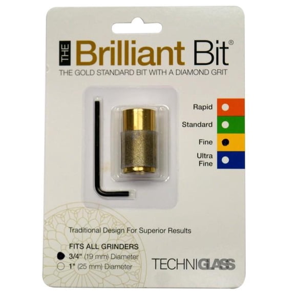 3/4" Techniglass Diamond Brilliant Grinder Bit Fine 200/230 Grit