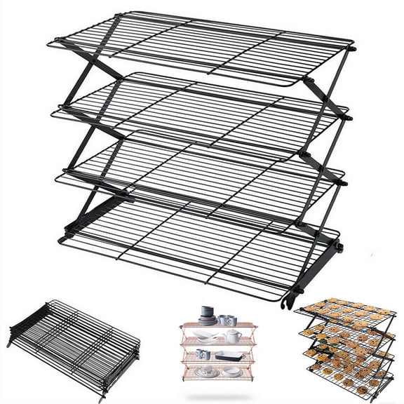 3/4-Tier Collapsible Cooling Rack - Expand to Bake, Collapse to Save Space, 2026 New Stackable Roasting Cooking Drying Wire Cooling Rack, for Cooking Bakers, Roasting, Party