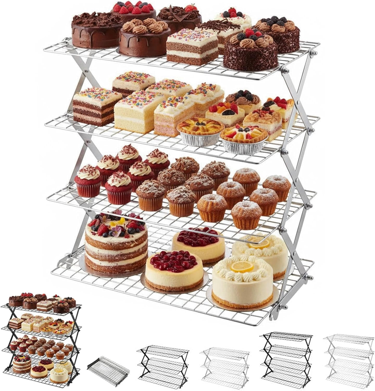 3/4-Tier Collapsible Cooling Rack – Expand to Bake, Collapse to Save ...