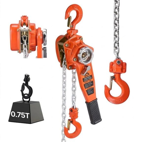 3/4 Ton Manual Lever Chain Hoist, 10 ft G80 Steel Chain Come Along, 1650 lbs