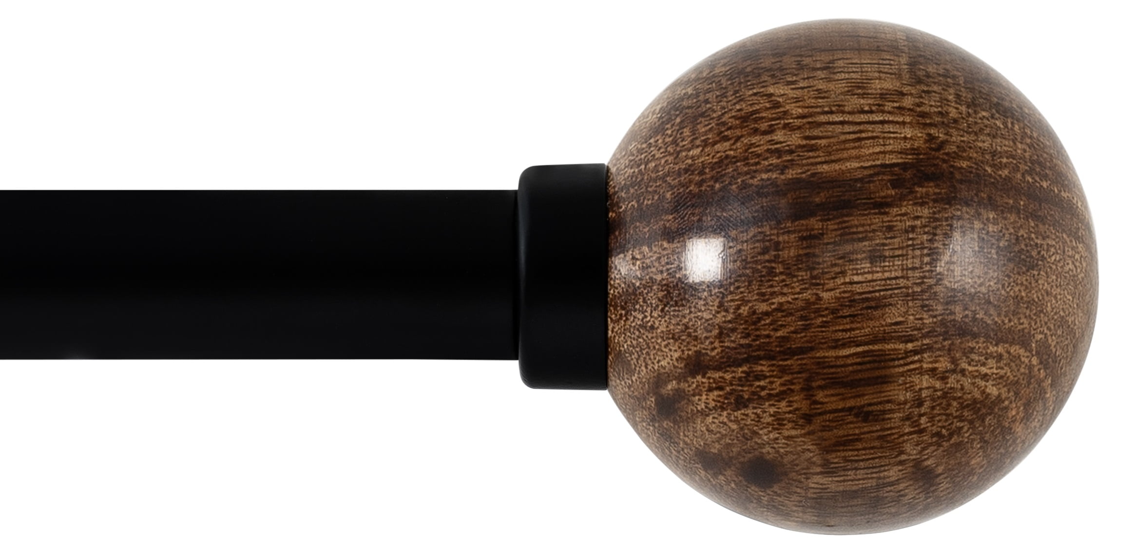 Mainstays 3/4 in Wood Ball Curtain Rod Set, Adjustable 24–84 in, Black