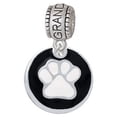 thumbnail image 1 of 3/4'' White Paw in Black Circle - Granddaughter Charm Bead, 1 of 1