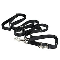 3/4" Wide 6 Way European Multi-functional Nylon Dog Leash Black, Adjustable Lead 5.5"-10' Long