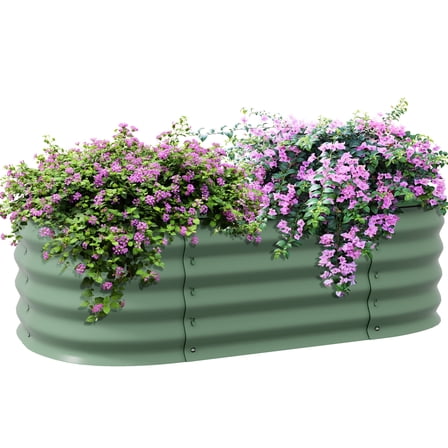 3.4' X 2' 1' Galvanized Outdoor Garden Bed, Metal Elevated Planter For Flowers, Herbs & Veggies, With Edging And Superior Drainage Raised Flower Rim, 40.78" L 24.5" W 11.73" H, Container Gardening,