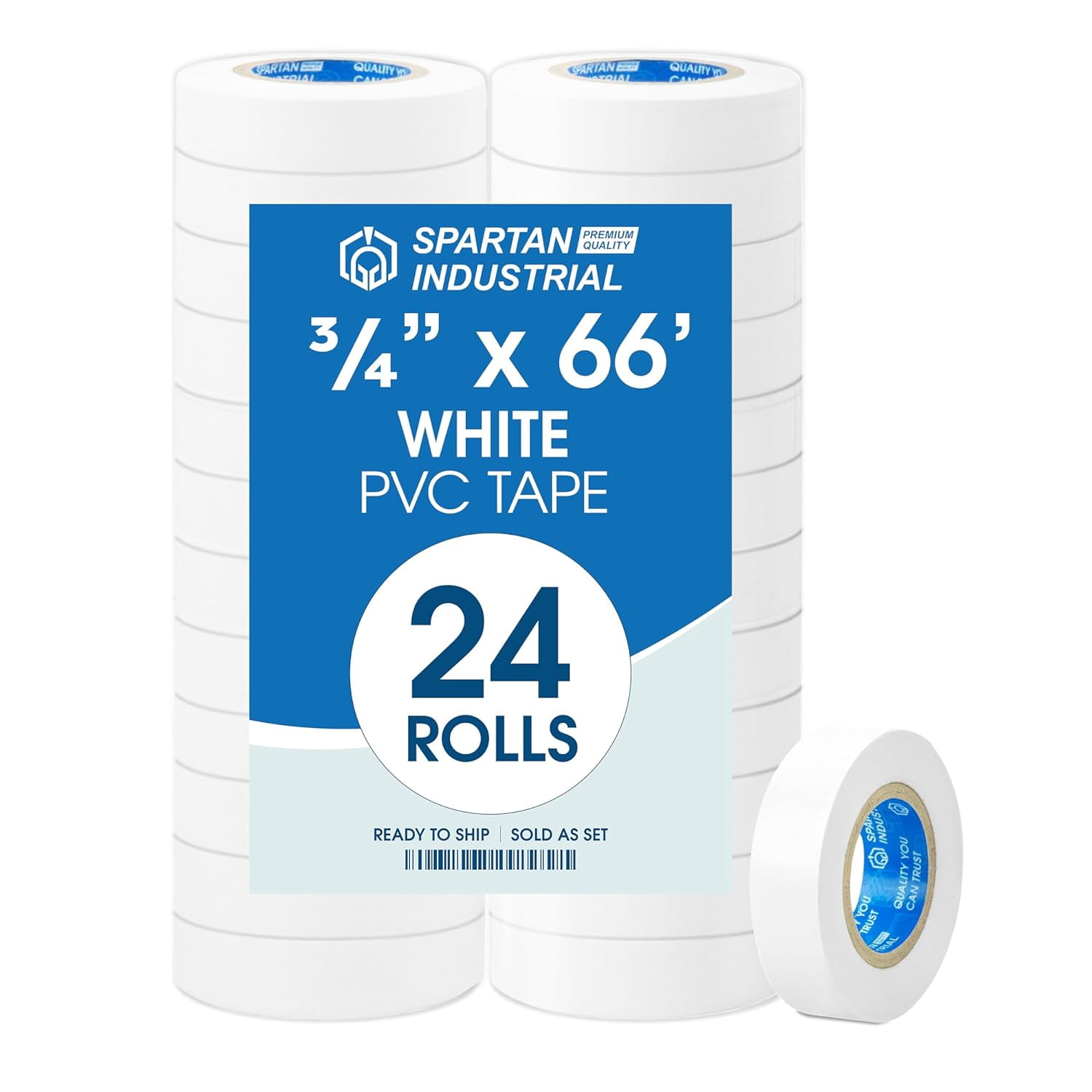 - 3/4" X 66' White Vinyl Tape 24 Rolls of Colored Electrical for Wires, Cables, Sports Equipment, and More
