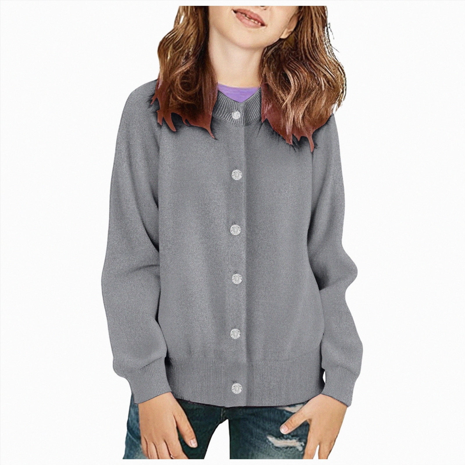 3-4 Years Baby Girls Cardigan Sweater Toddler Kids Knitted Long Sleeve ...