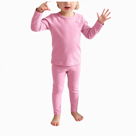 3-4 Years Child Boys Girls' Long Sleeve Cotton Pajamas Set Snug Fit Kids Sleepwear Tops+Pants 2-Piece Outfit Children's Gift Set Girls Pink Tracksuit