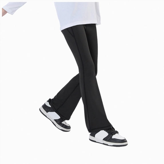 3-4 Years Juniors Girls' Casual Active Flare Leggings Kids Dance Workout Yoga Pants Comfy Legging Jogger Trousers for Fall and Winter Black Casual Pants