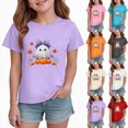 thumbnail image 1 of 3-4 Years Kids Short Sleeved Halloween Pumpkin Print T Shirt Girls Casual Top Toddler Girl Halloween Outfit Girls Halloween Dress Girls T Shirts, 1 of 6