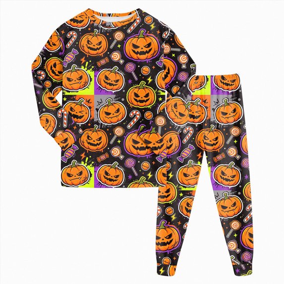 3-4 Years Kids' Sibling Matching Halloween And Holiday Pajama Sets Fall Winter Loungewear Set