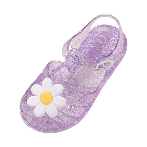 3-4 Years Princess Costumes Jelly Flats Shoes for Little Girls,Birthday Party Dress Up Sandals Toddler Shoes Baby Girls Cute Jelly Non-slip Soft Sole Beach Roman Sandals Purple