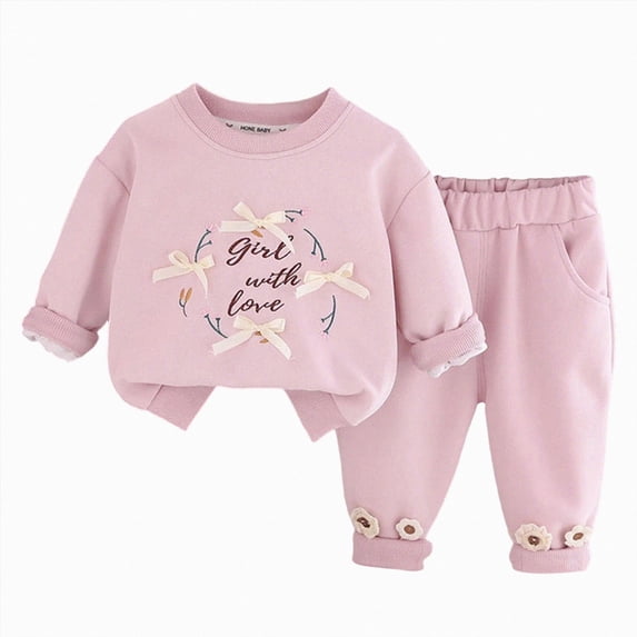 3-4 Years Toddler Girls Winter Clothes Fall Outfits Long Sleeve Sweatshirt and Jogger Pants Sets 6-12 Months 12-24 Months 2T 3T 4T 5T 6T 7T 8T 9T Children,Pink