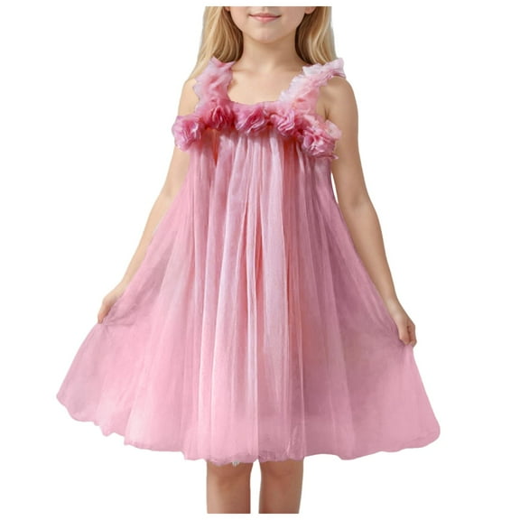 3-4 Years Toddler Party Dress New Years Baby Girl Outfit Baby Girls Tutu Dress Summer Sleeveless Princess Birthday Party Dresses Pink