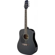 3/4 black dreadnought acoustic guitar with basswood top, left-handed model