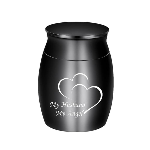 3*4 cm Small Cremation Keepsake Urn for Human Ashes Miniature Memorial Urn for Memorial Husband - Black