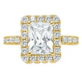 thumbnail image 1 of 3.4 ct Emerald Cut Real Genuine Natural Diamond SI1-SI2 G-H 14K Yellow Gold halo Promise Wedding Statement Engagement Designer Ring size 4.5, 1 of 7