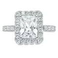 thumbnail image 1 of 3.4 ct Emerald Cut Real Genuine Natural Diamond SI1-SI2 I-J 14K White Gold Halo Promise Wedding Statement Engagement Designer Ring W/ Crystal side stones size 6.5, 1 of 7